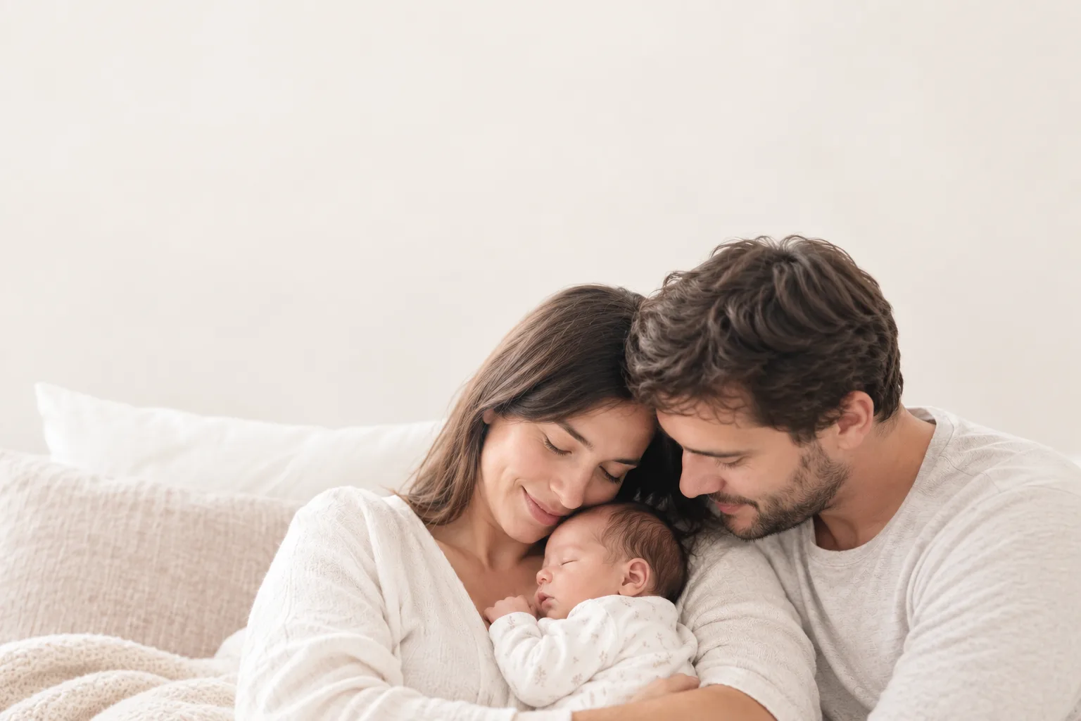 Mamá, papá y bebé recién nacido